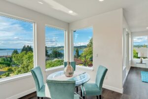 kitchen nook with large windows