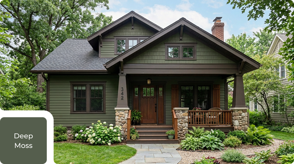 craftsman home with green siding